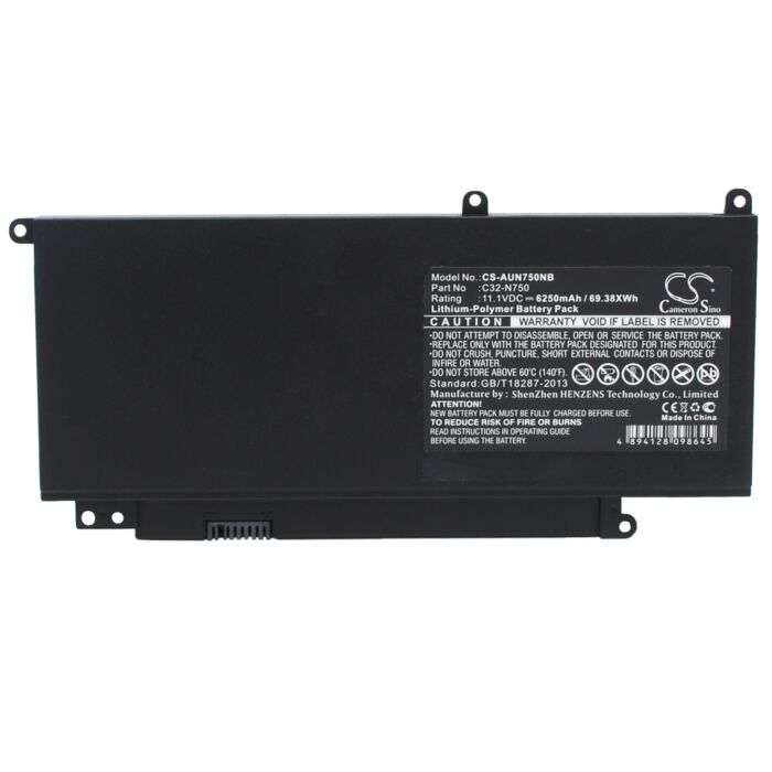 6250mAh for Asus N750,N750JK,N750JV,N750Y47JV-SL,N750JV-T4124H,N750JV-T4110H,N750JV-QB72-CB,N750JV-T4090H,N750JV-T4069H,N750JK-DB71
