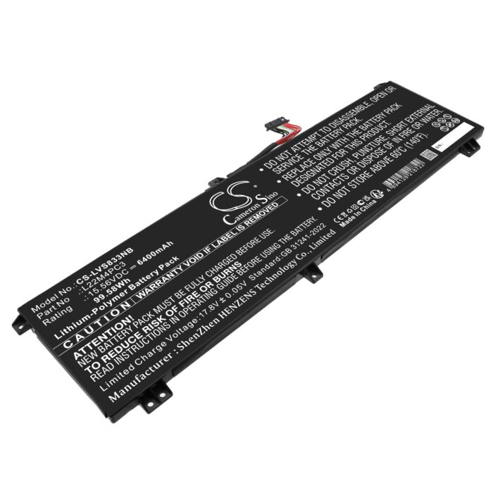 Replacement Battery for Lenovo L22B4PC3, L22C4PC3, L22D4PC3, L22L4PC3, L22M4PC3, Li-Polymer 6400mAh 15.56V
