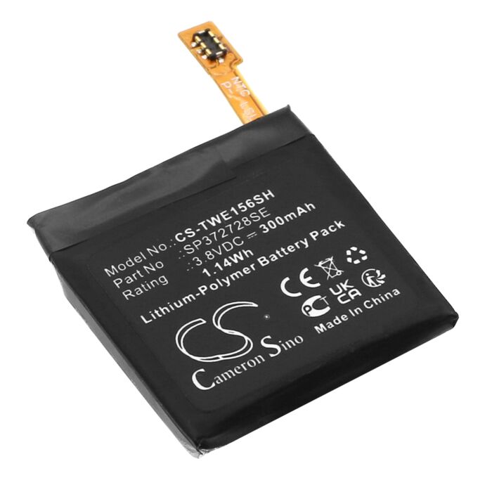 Replacement Battery for Ticwatch 2, 2E, 2S, WE11056, Li-Polymer 300mAh