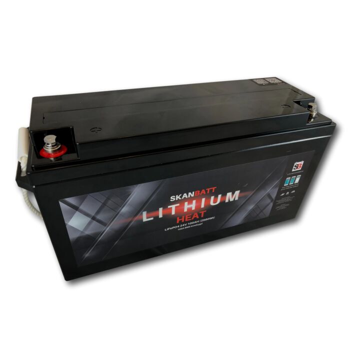 SKANBATT HEAT Lithium Batteri 24V 100AH 100BMS - BLUETOOTH OG VARME