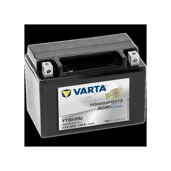VARTA AGM MC Batteri 12V 8AH 135CCA (151x87x106mm) Polstilling 4 - Plusspol til venstre YTX9 (FA)