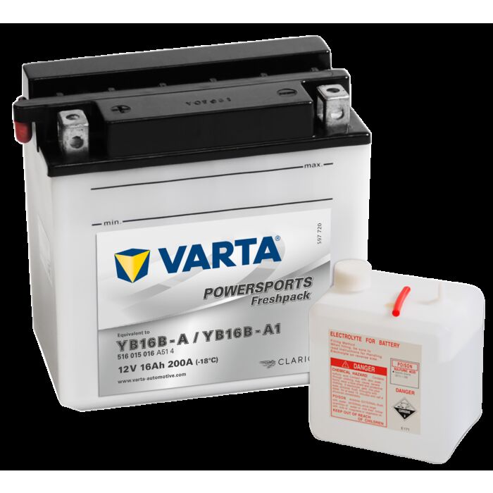 VARTA MC Batteri 12V 16AH 200CCA (160x90x161mm) Polstilling 4 - Plusspol til venstre YB16B-A