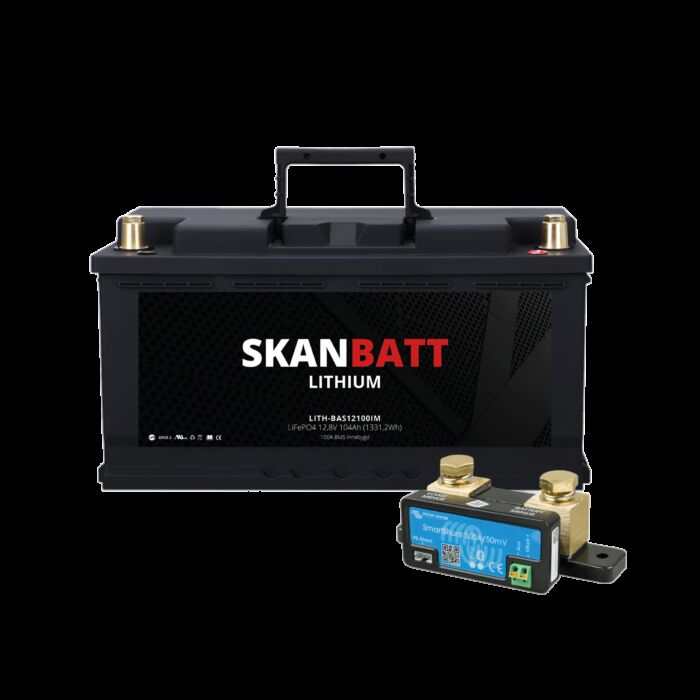 SKANBATT Lithium Batteri 12V 104AH 100A BMS (279x175x190mm) - Med Bluetooth - NYHET (kan forhÃƒÂ¥ndsbestilles)