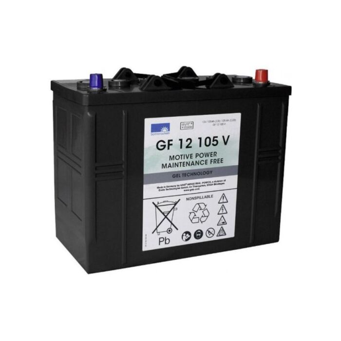 SONNENSCHEIN GEL Batteri 12V 105AH (345x174x283mm) Polstilling 5 - Plusspol til hÃƒÂ¸yre