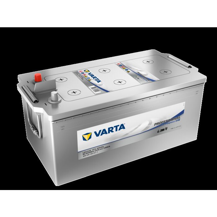 VARTA Fritidsbatteri EFB Batteri 12V 240AH 1200CCA (518x276x220/242mm) Polstilling 4 - Plusspol til venstre LED240