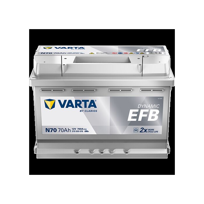 VARTA Blue Dynamic EFB Batteri 12V 70AH 760CCA (278x175x190/190mm) Polstilling 5 - Plusspol til hÃƒÂ¸yre N70