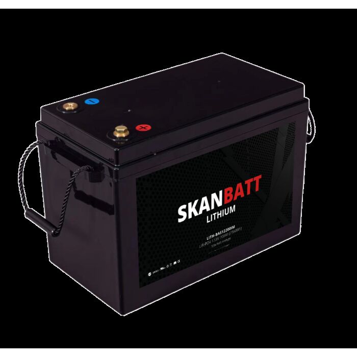 SKANBATT Lithium Batteri 12V 200AH 200A BMS (345x190x245mm) - NYHET