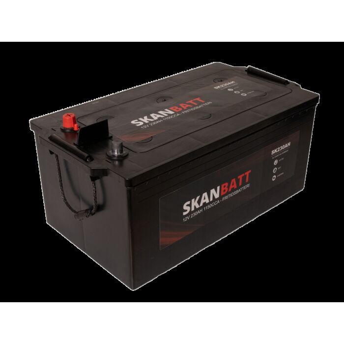 SKANBATT Fritidsbatteri 12V 230AH 1150CCA (513x276x210/242mm) Polstilling 4 - Plusspol til venstre