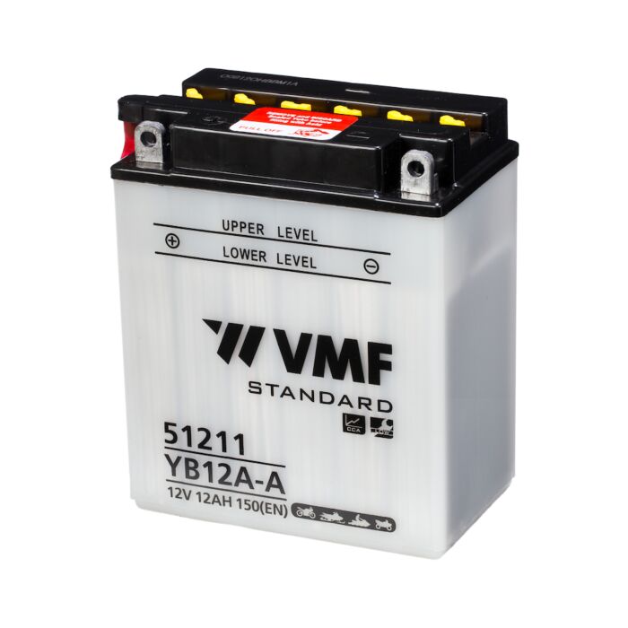 VMF MC Batteri 12V 12AH 150CCA (135x81x161) Polstilling 4 - Plusspol til venstre | YB12A-A