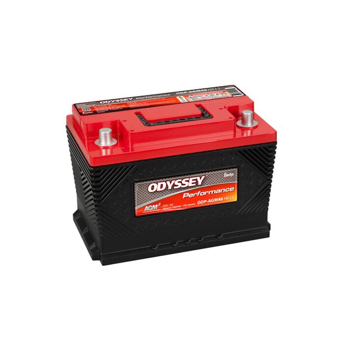 ODYSSEY ODP-AGM48 H6 L3 (PC1220) AGM Batteri 12V 69AH 720CCA (277x174x189mm) Polstilling 5 - Plusspol til hÃƒÂ¸yre