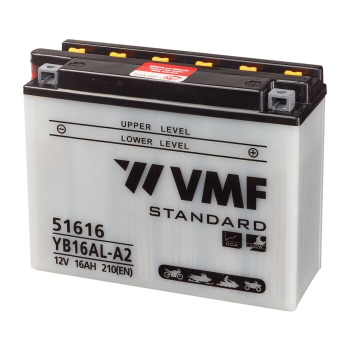 VMF MC Batteri 12V 16AH 210CCA (205x71x164) Polstilling 5 - Plusspol til hÃƒÂ¸yre | YB16AL-A2