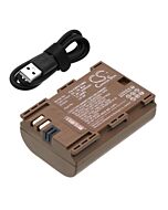 Replaces battery for Canon LP-6P, EOS R5 Mark II mirrorless camera, 2400mAh with USB C